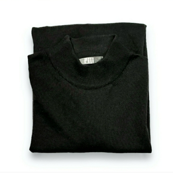 FIII Black 100% Wool Mock Turtleneck Sweater VINTAGE - Picture 6 of 6